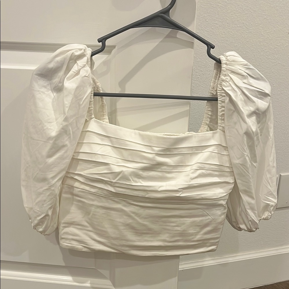 Abercrombie & Fitch White Ruched Crop Top
